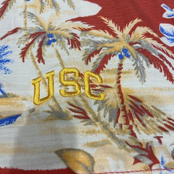 Mens Tommy Bahama 100% Silk Hawaiian Shirt Lazy Luau Size XXL Red USC - Picture 5 of 5